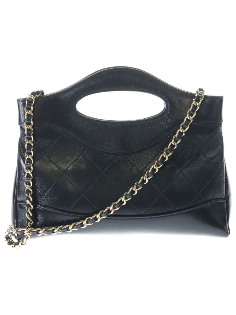 Chanel 31 Quilted Mini Shiny Calfskin Leather 2-Way Chain Shoulder Hand Bag
